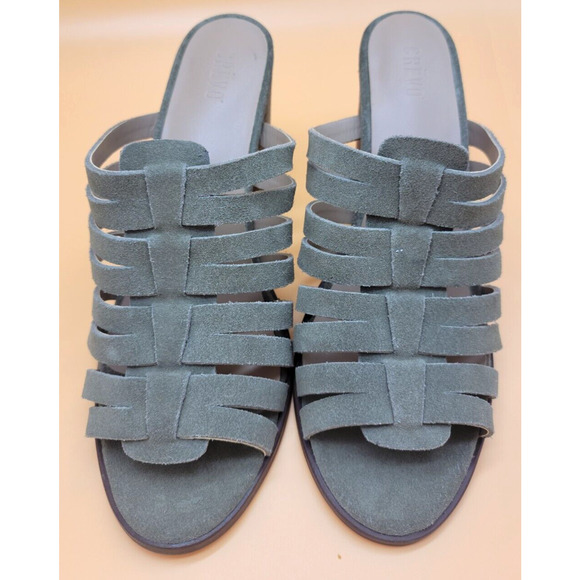 Crevo Hazelle Stacked Heeled Women's Size 10 Strappy Suede Sage Green Sandal - Picture 3 of 12